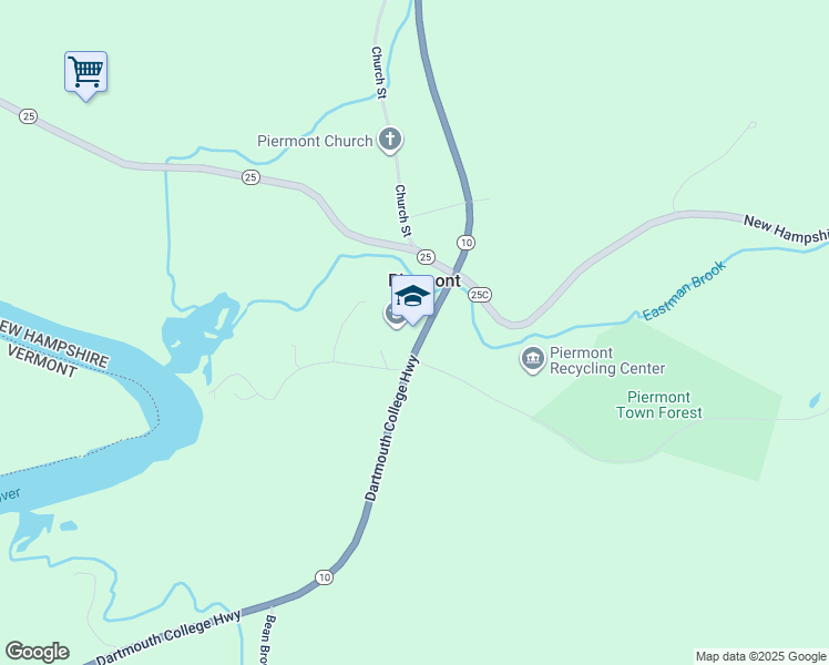 map of restaurants, bars, coffee shops, grocery stores, and more near 131 New Hampshire 10 in Piermont