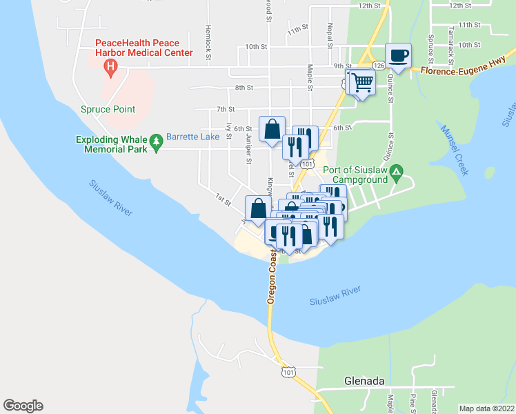 map of restaurants, bars, coffee shops, grocery stores, and more near 254 Juniper Street in Florence