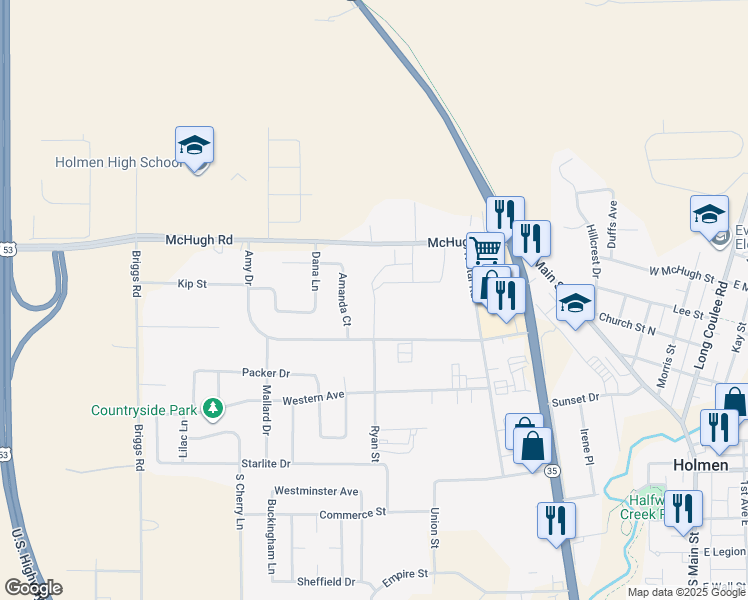 map of restaurants, bars, coffee shops, grocery stores, and more near 508 Ryan Street in Holmen