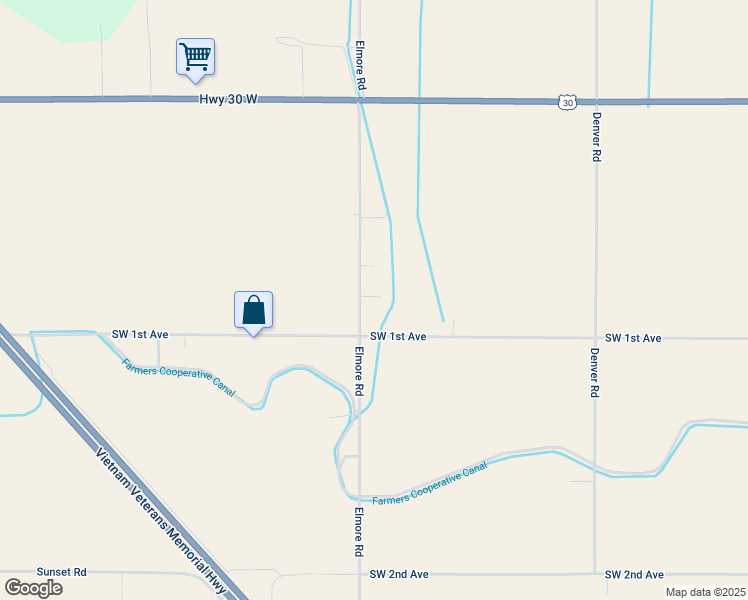 map of restaurants, bars, coffee shops, grocery stores, and more near 6055 Elmore Road in Fruitland