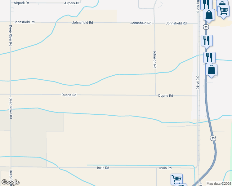 map of restaurants, bars, coffee shops, grocery stores, and more near 4113 Duprie Road in Standish