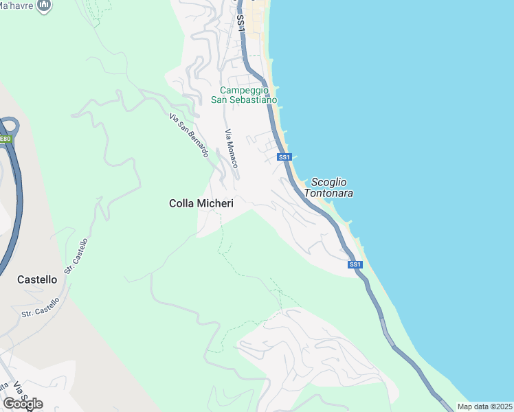 map of restaurants, bars, coffee shops, grocery stores, and more near 240A Via Punta Tacuara in Laigueglia