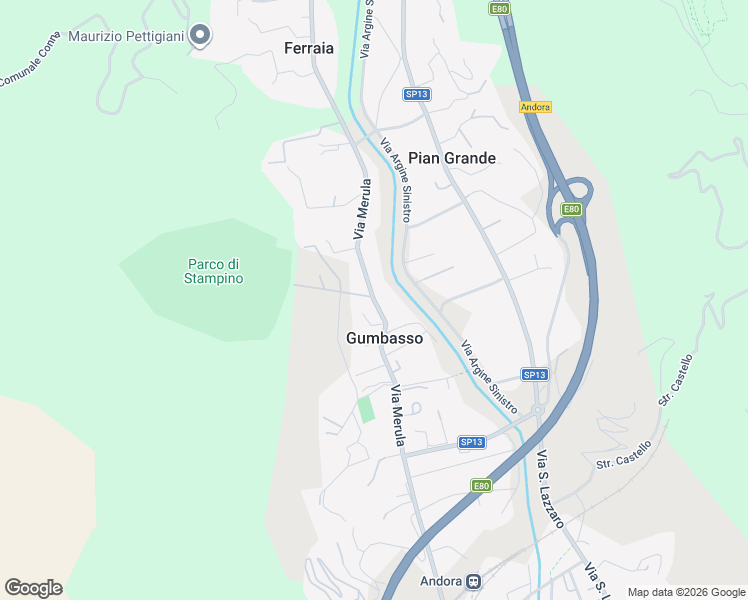 map of restaurants, bars, coffee shops, grocery stores, and more near 51 Via Merula in Andora