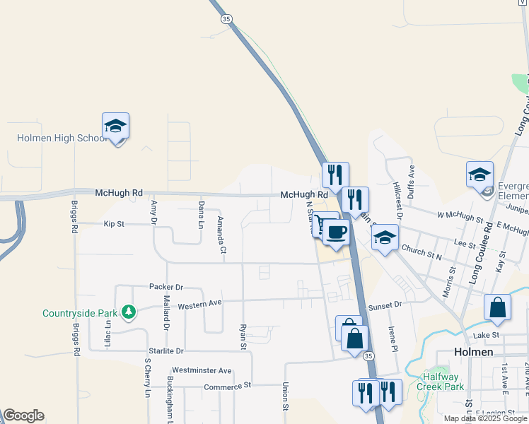 map of restaurants, bars, coffee shops, grocery stores, and more near W7267 County Road MH in Holmen