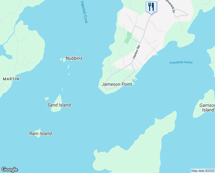 map of restaurants, bars, coffee shops, grocery stores, and more near 63 Davis Point Road in South Thomaston
