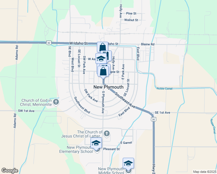 map of restaurants, bars, coffee shops, grocery stores, and more near in New Plymouth