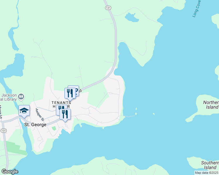 map of restaurants, bars, coffee shops, grocery stores, and more near 31 Barter Point Road in Saint George