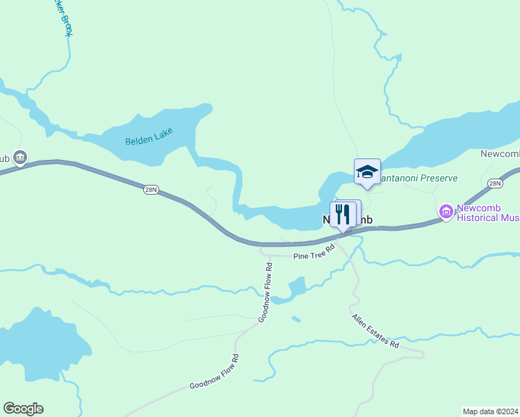 map of restaurants, bars, coffee shops, grocery stores, and more near in Newcomb