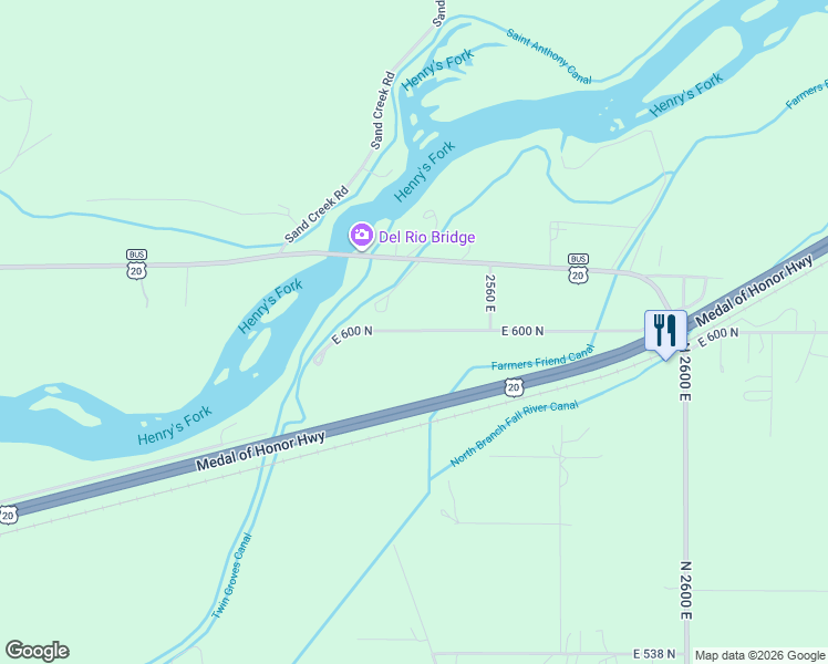 map of restaurants, bars, coffee shops, grocery stores, and more near 98 East Main Street in Saint Anthony
