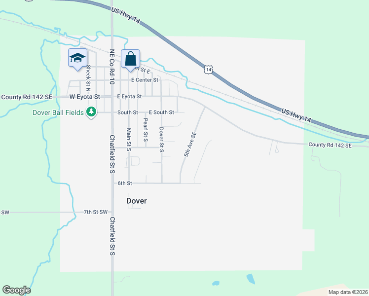 map of restaurants, bars, coffee shops, grocery stores, and more near 467 5th Avenue Southeast in Dover