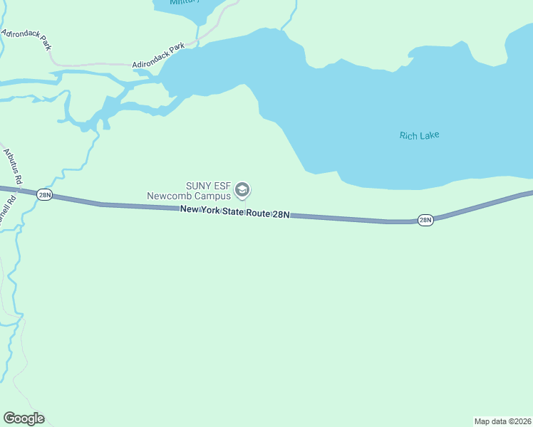 map of restaurants, bars, coffee shops, grocery stores, and more near Highway 28N in Newcomb
