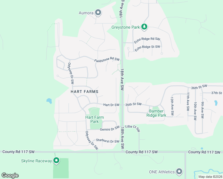 map of restaurants, bars, coffee shops, grocery stores, and more near 3509 Hart Lane Southwest in Rochester