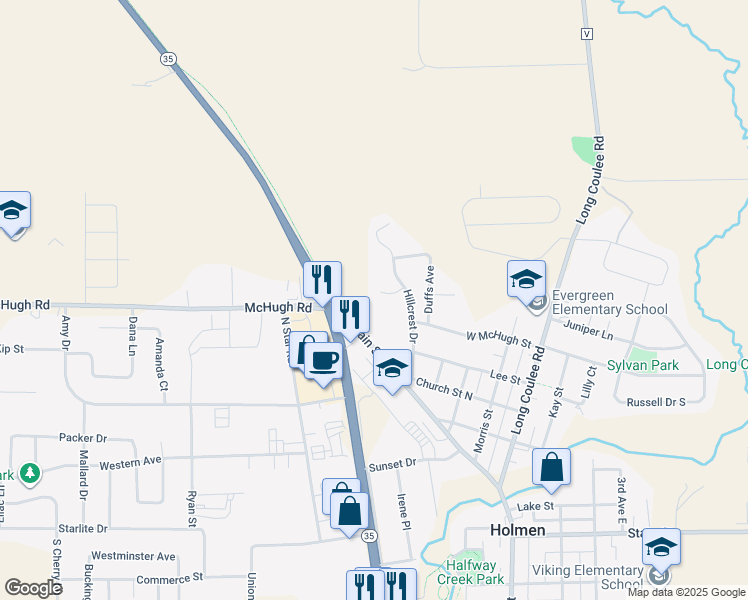 map of restaurants, bars, coffee shops, grocery stores, and more near 508 Curt Road in Holmen