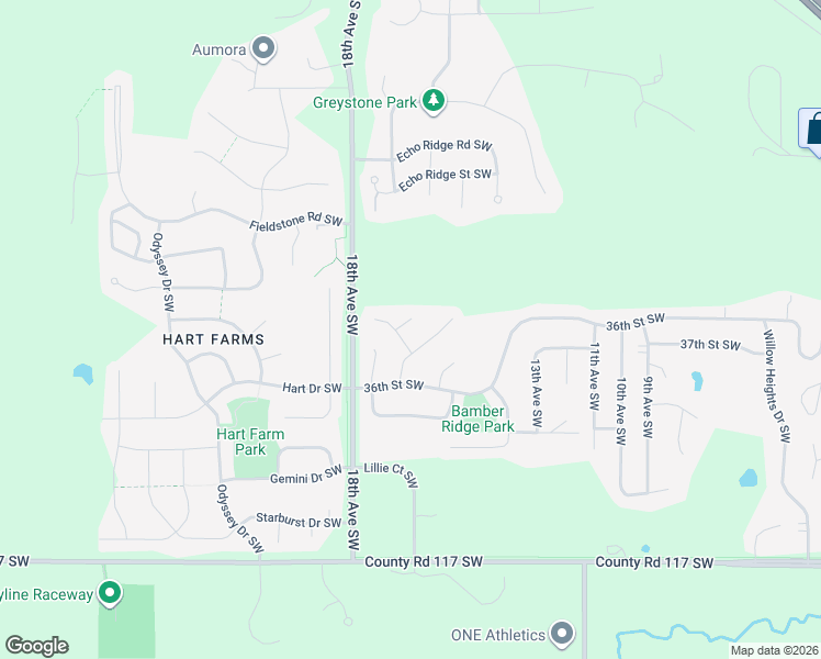 map of restaurants, bars, coffee shops, grocery stores, and more near 3502 Hazelwood Lane Southwest in Rochester