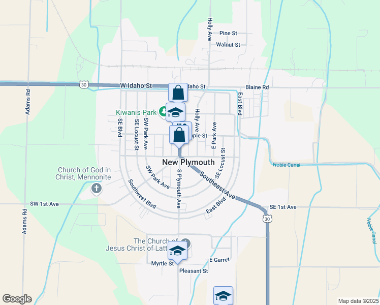 map of restaurants, bars, coffee shops, grocery stores, and more near 111 Holly Avenue in New Plymouth