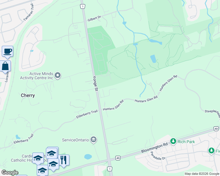 map of restaurants, bars, coffee shops, grocery stores, and more near 50 Royal Hill Court in Aurora