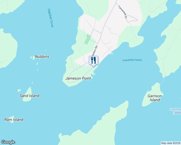 map of restaurants, bars, coffee shops, grocery stores, and more near 195 Harbor Road in Friendship