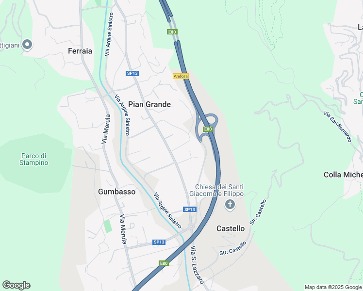 map of restaurants, bars, coffee shops, grocery stores, and more near 31 Strada Piangrande in Pian Grande
