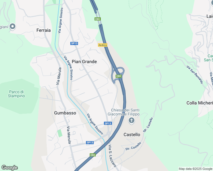 map of restaurants, bars, coffee shops, grocery stores, and more near 31 Strada Piangrande in Pian Grande
