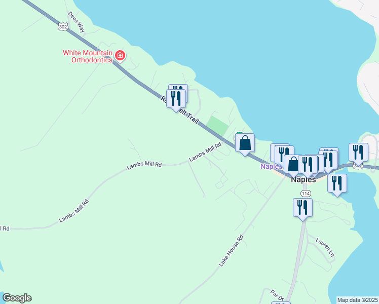 map of restaurants, bars, coffee shops, grocery stores, and more near 31 Lambs Mill Road in Naples