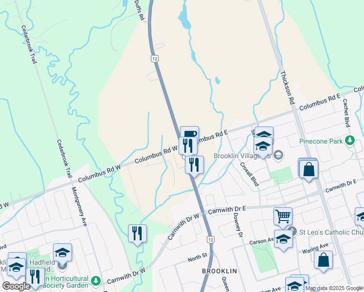 map of restaurants, bars, coffee shops, grocery stores, and more near in Whitby