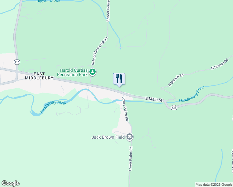 map of restaurants, bars, coffee shops, grocery stores, and more near 460 East Main Street in Addison County