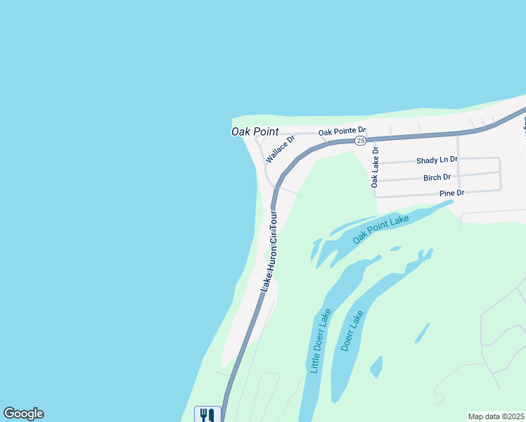 map of restaurants, bars, coffee shops, grocery stores, and more near 5880 Port Austin Road in Caseville