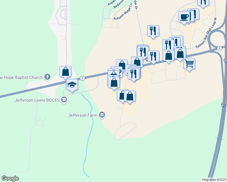 map of restaurants, bars, coffee shops, grocery stores, and more near 21847 Towne Center Drive in Jefferson County