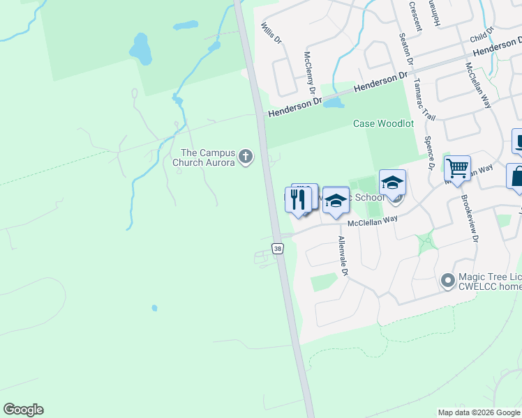 map of restaurants, bars, coffee shops, grocery stores, and more near 14358 Bathurst Street in King City