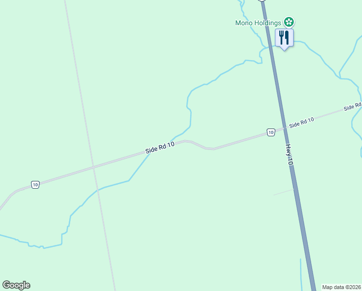 map of restaurants, bars, coffee shops, grocery stores, and more near 286194 County Road 10 in Mono
