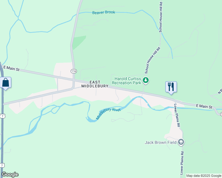 map of restaurants, bars, coffee shops, grocery stores, and more near 398 East Main Street in Addison County
