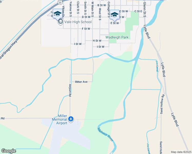 map of restaurants, bars, coffee shops, grocery stores, and more near 1224 West Main Street South in Vale