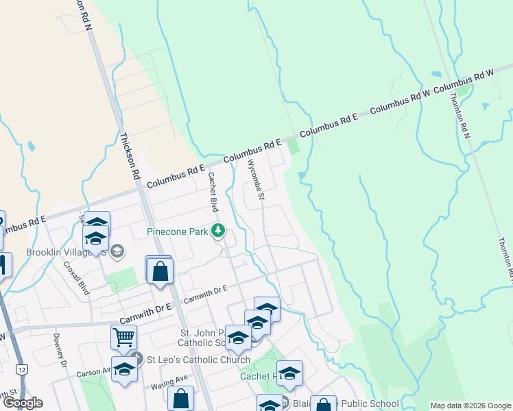 map of restaurants, bars, coffee shops, grocery stores, and more near 46 Jarrow Crescent in Whitby
