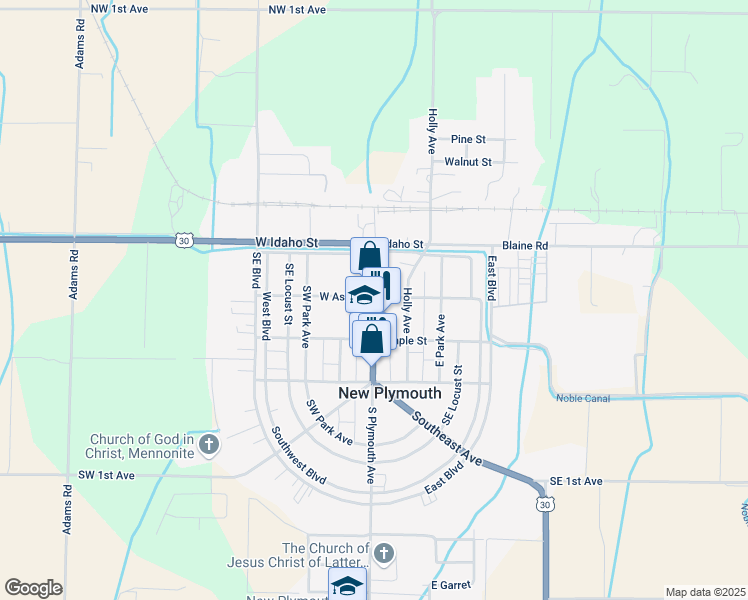 map of restaurants, bars, coffee shops, grocery stores, and more near 207 North Plymouth Avenue in New Plymouth