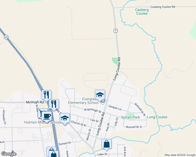 map of restaurants, bars, coffee shops, grocery stores, and more near in Holmen