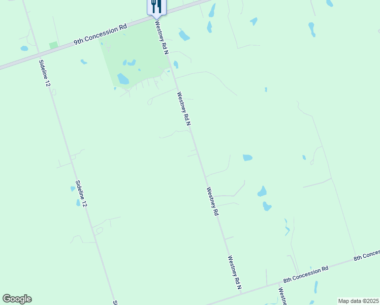map of restaurants, bars, coffee shops, grocery stores, and more near 4780 Westney Road North in Pickering