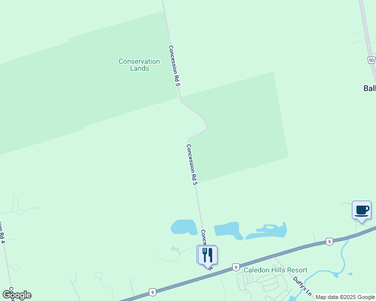 map of restaurants, bars, coffee shops, grocery stores, and more near 1234 Concession Road 5 in Loretto