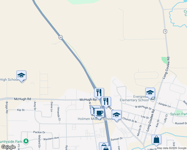 map of restaurants, bars, coffee shops, grocery stores, and more near 809 North Holmen Drive in Holmen