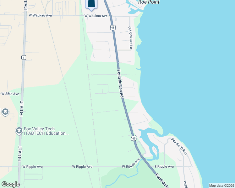 map of restaurants, bars, coffee shops, grocery stores, and more near 25 Cherry Park Court in Oshkosh