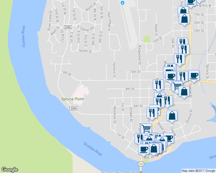 map of restaurants, bars, coffee shops, grocery stores, and more near 811 8th Street in Florence