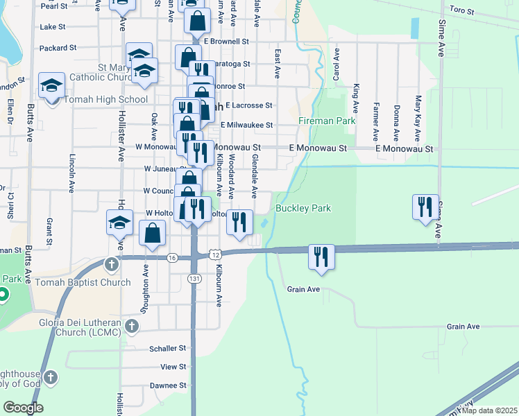 map of restaurants, bars, coffee shops, grocery stores, and more near 1320 Glendale Avenue in Tomah