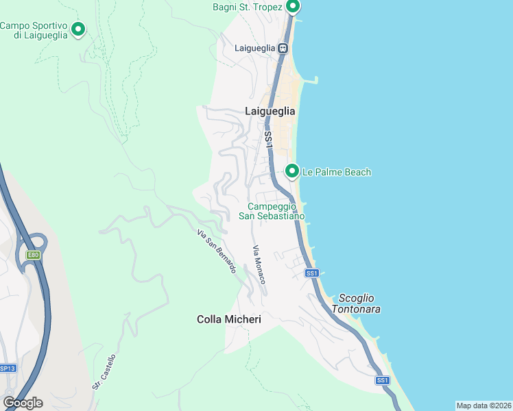 map of restaurants, bars, coffee shops, grocery stores, and more near 10B Via Novara in Laigueglia
