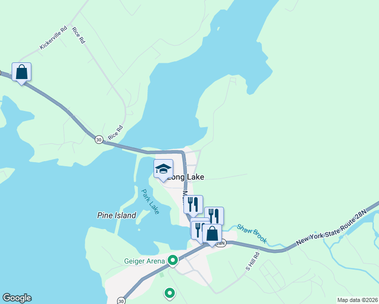 map of restaurants, bars, coffee shops, grocery stores, and more near Olivet Road Spur in Long Lake
