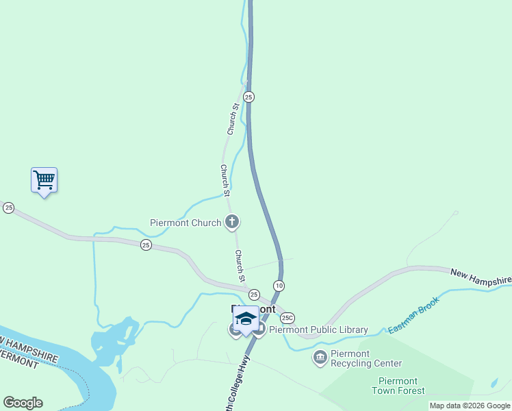 map of restaurants, bars, coffee shops, grocery stores, and more near 171 New Hampshire 10 in Piermont