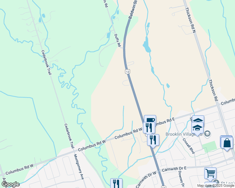 map of restaurants, bars, coffee shops, grocery stores, and more near in Whitby