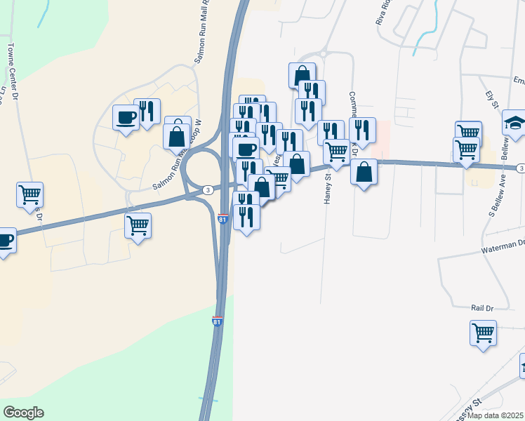 map of restaurants, bars, coffee shops, grocery stores, and more near 1283 Arsenal Street in Watertown