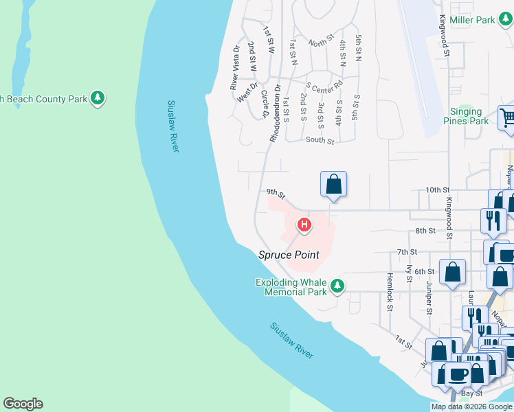 map of restaurants, bars, coffee shops, grocery stores, and more near 1025 Rhododendron Drive in Florence