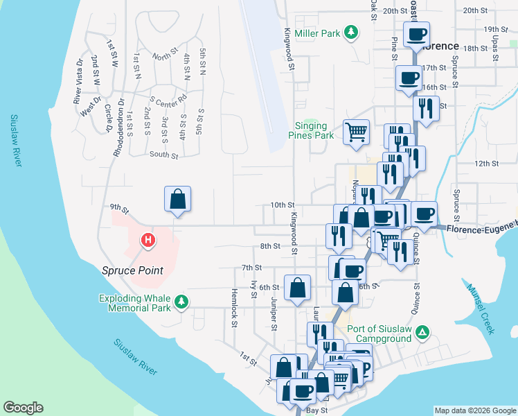 map of restaurants, bars, coffee shops, grocery stores, and more near 985 Jasper Lane in Florence