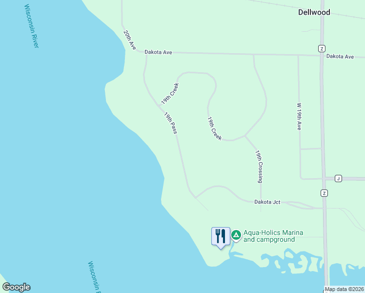 map of restaurants, bars, coffee shops, grocery stores, and more near 1949 19th Pass in Arkdale
