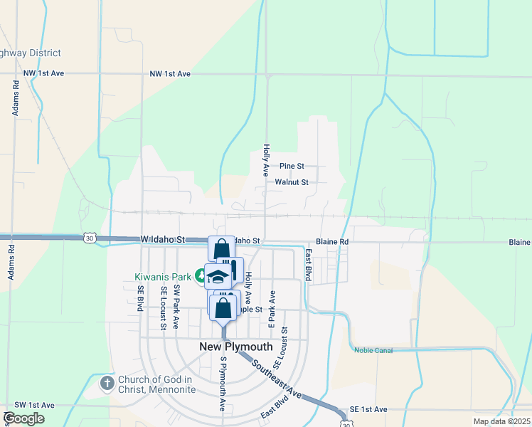 map of restaurants, bars, coffee shops, grocery stores, and more near 412 Holly Avenue in New Plymouth